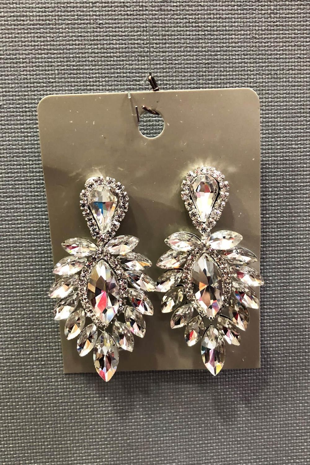 Wholesale Transparent Crystal Stone Oval Embroidered Earrings