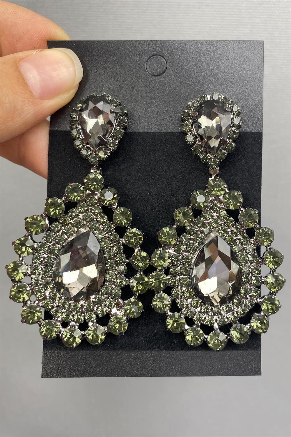 Wholesale Black Ground Drop Stone Earrings