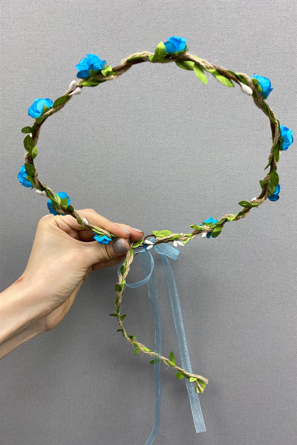 Wholesale Turquoise Paper Rose and Leaf Bridesmaid Crown and Gift Children's Crown