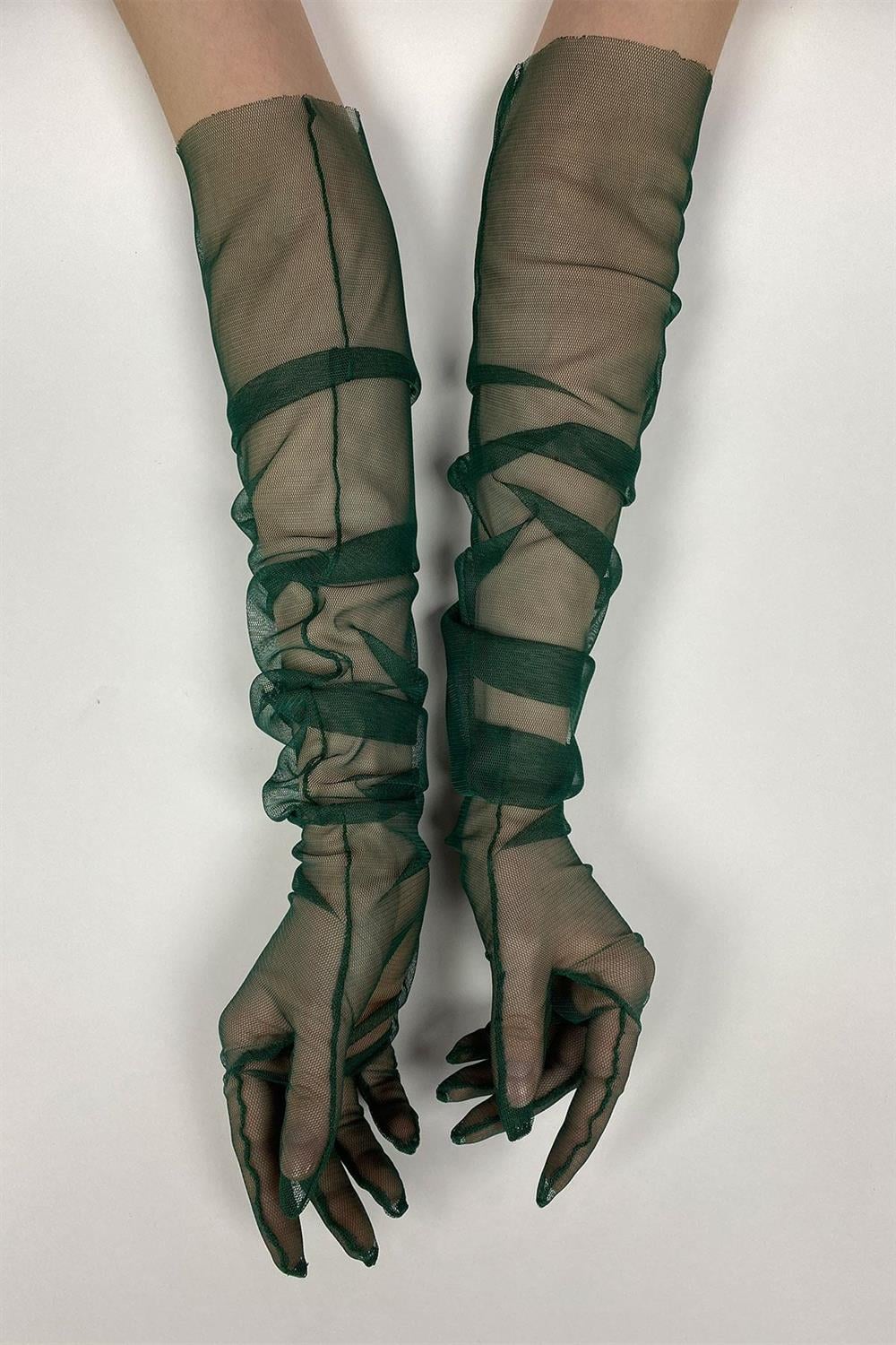 Toptan Uzun Şık Gelin Eldiveni Tül Eldiven Nikah/Düğün/Parti Eldiveni