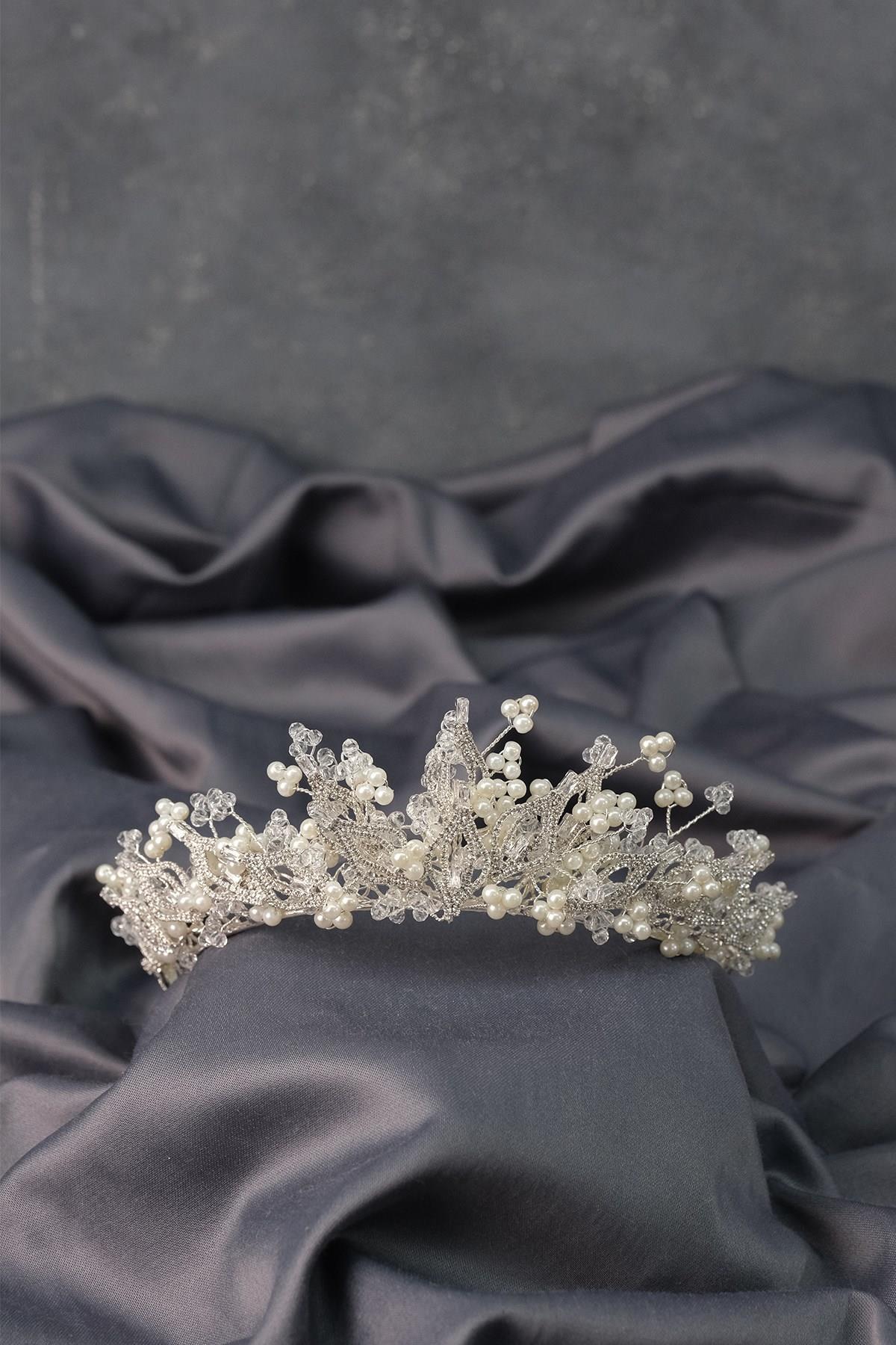 Wholesale Venus Pearl and Zircon Stone Bridal Crown