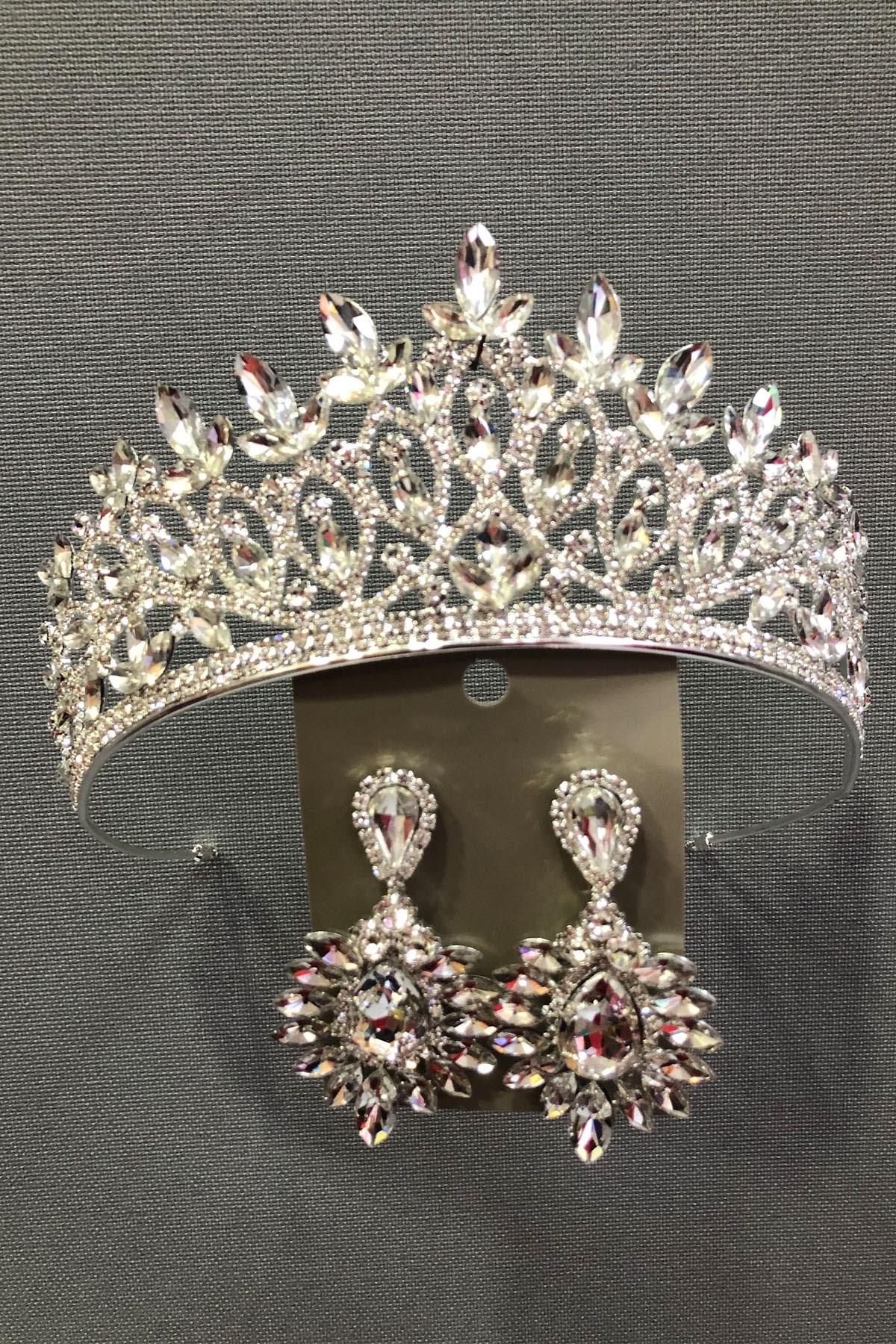 Wholesale Verda Silver Color Bridal Henna Crown and Earring Set