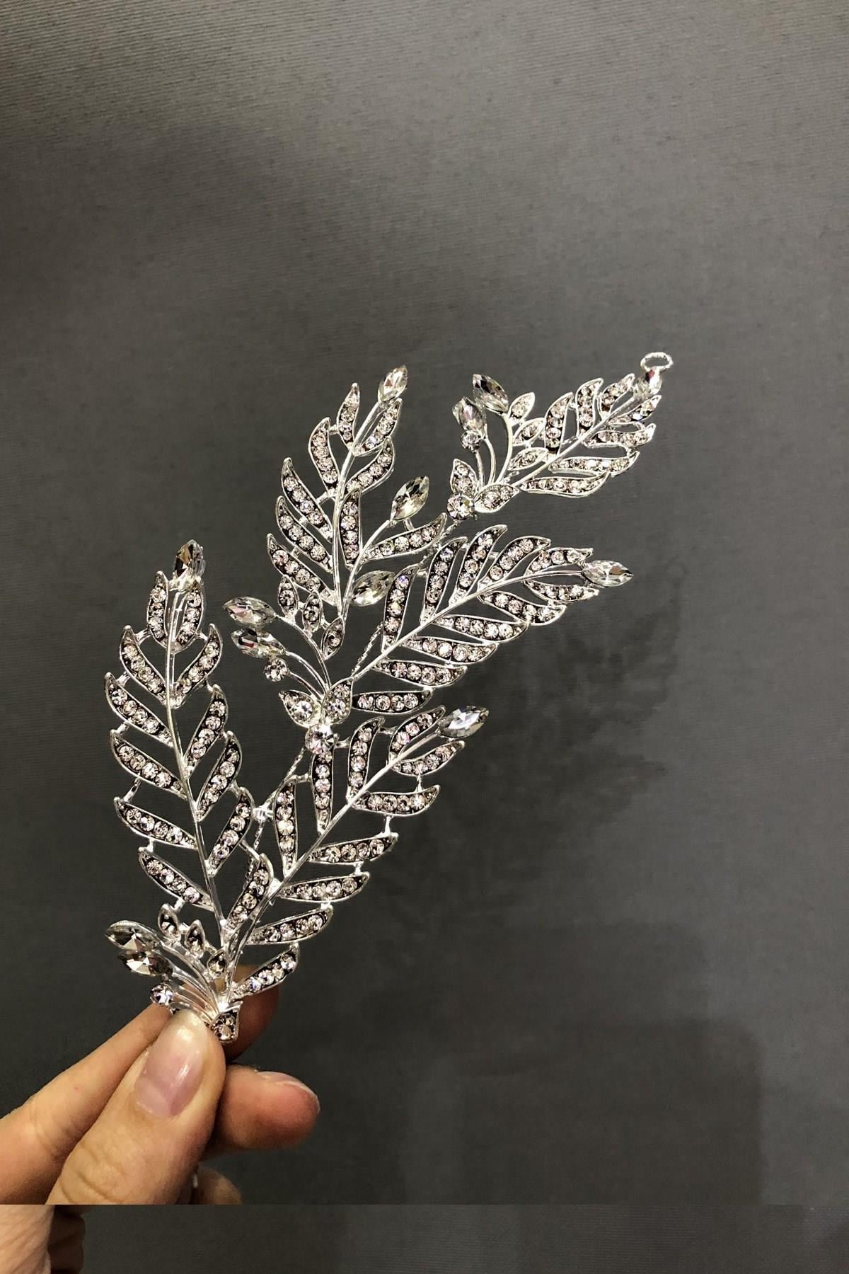 Wholesale Leaf Stone Silver Comb Hair Clip
