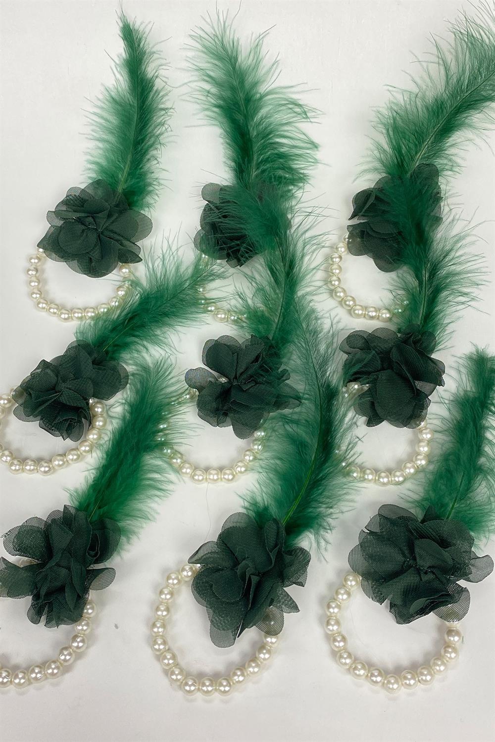 Wholesale Green Feathered Pearl Bridesmaid Bracelet 10 Pieces
