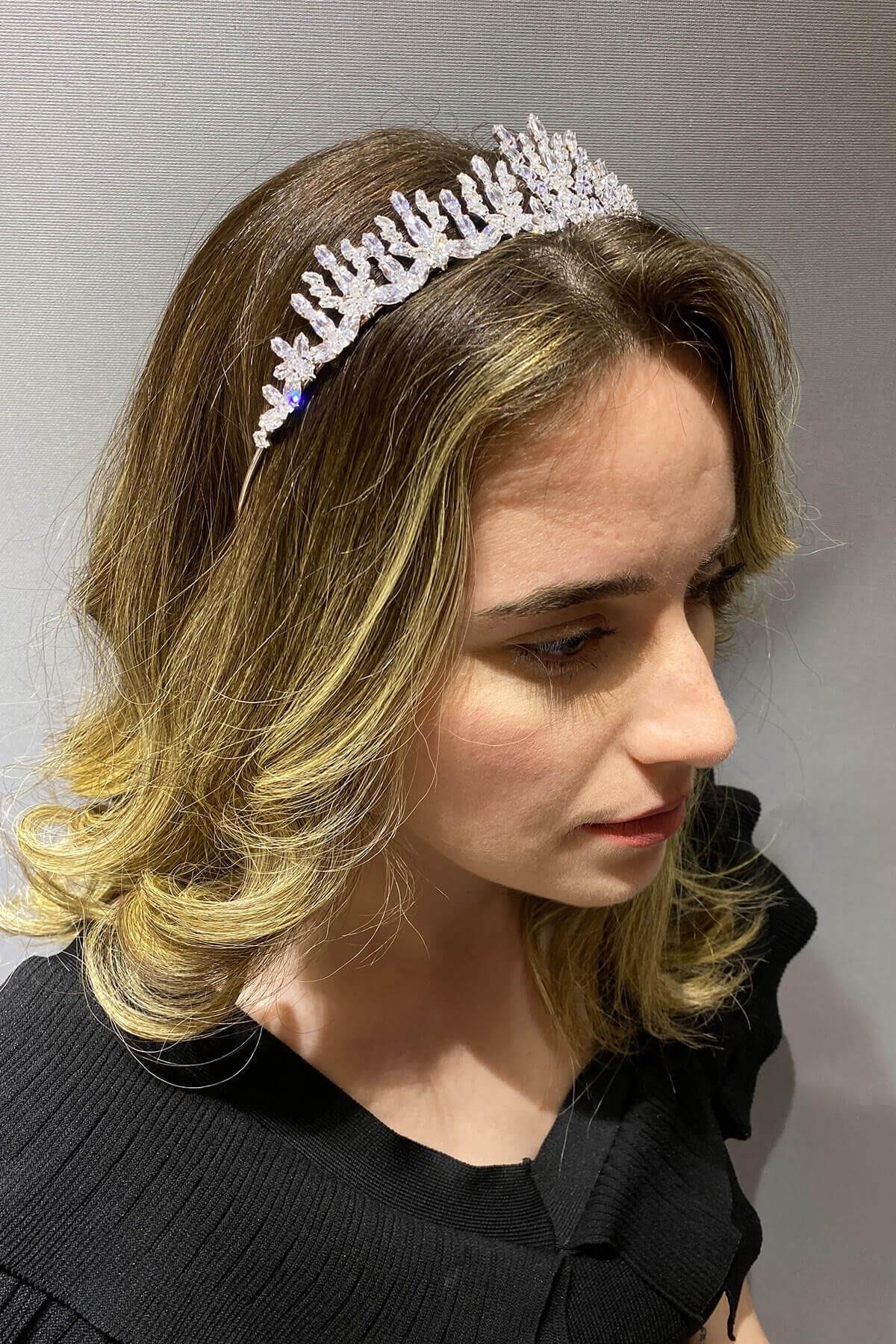 Wholesale Emery Zircon Bridal Crown and Earrings