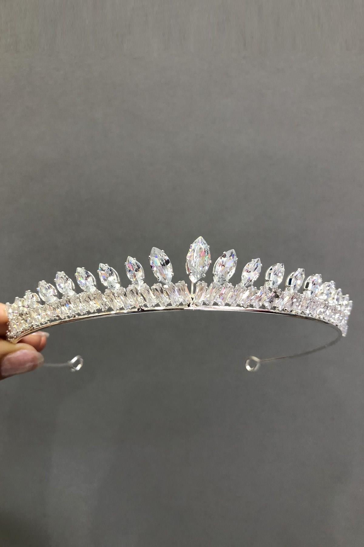 Wholesale Zircon Stone Baguette Pattern Bridal Crown
