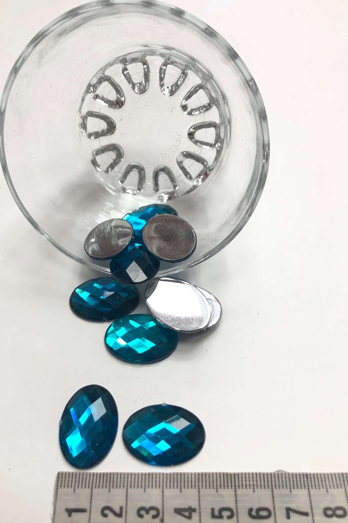 Turkuaz Oval Plastik Dikme Taş 10 adet