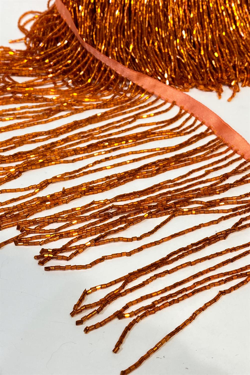 Turuncu Boncuklu 15 cm Saçak Püskül