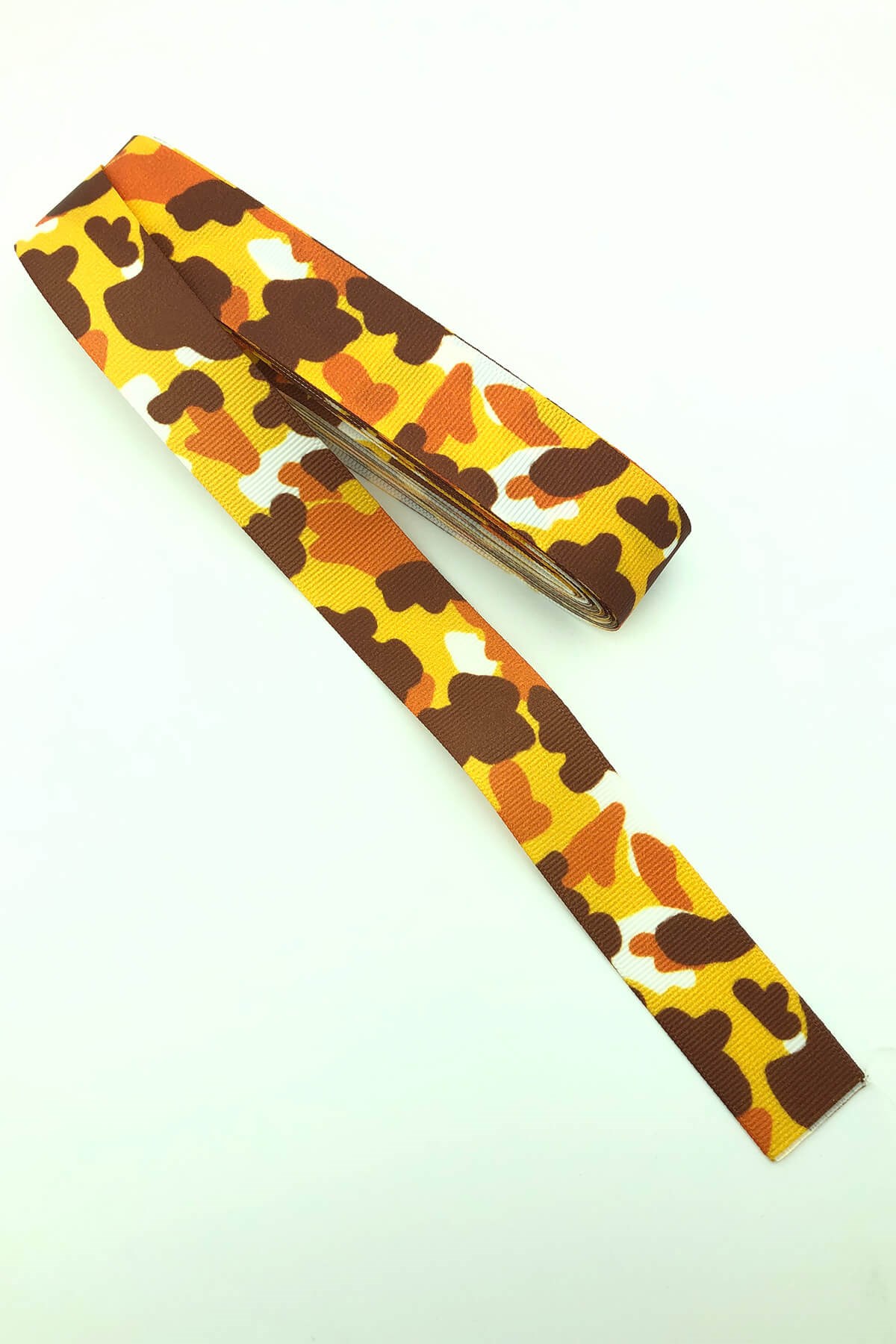 Orange Camouflage Printed Grosgrain Ribbon 10 Mt