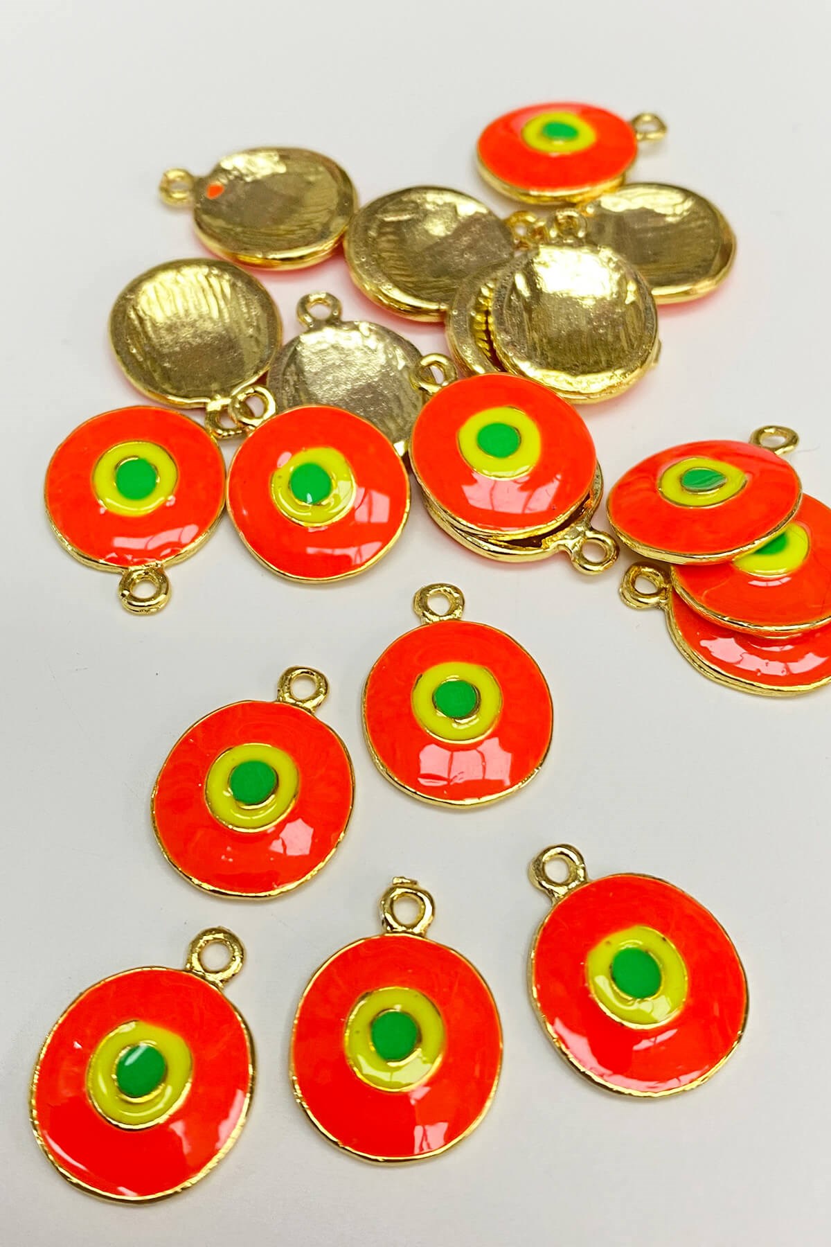 Orange Enamel Eye Model Pendant 1 Piece