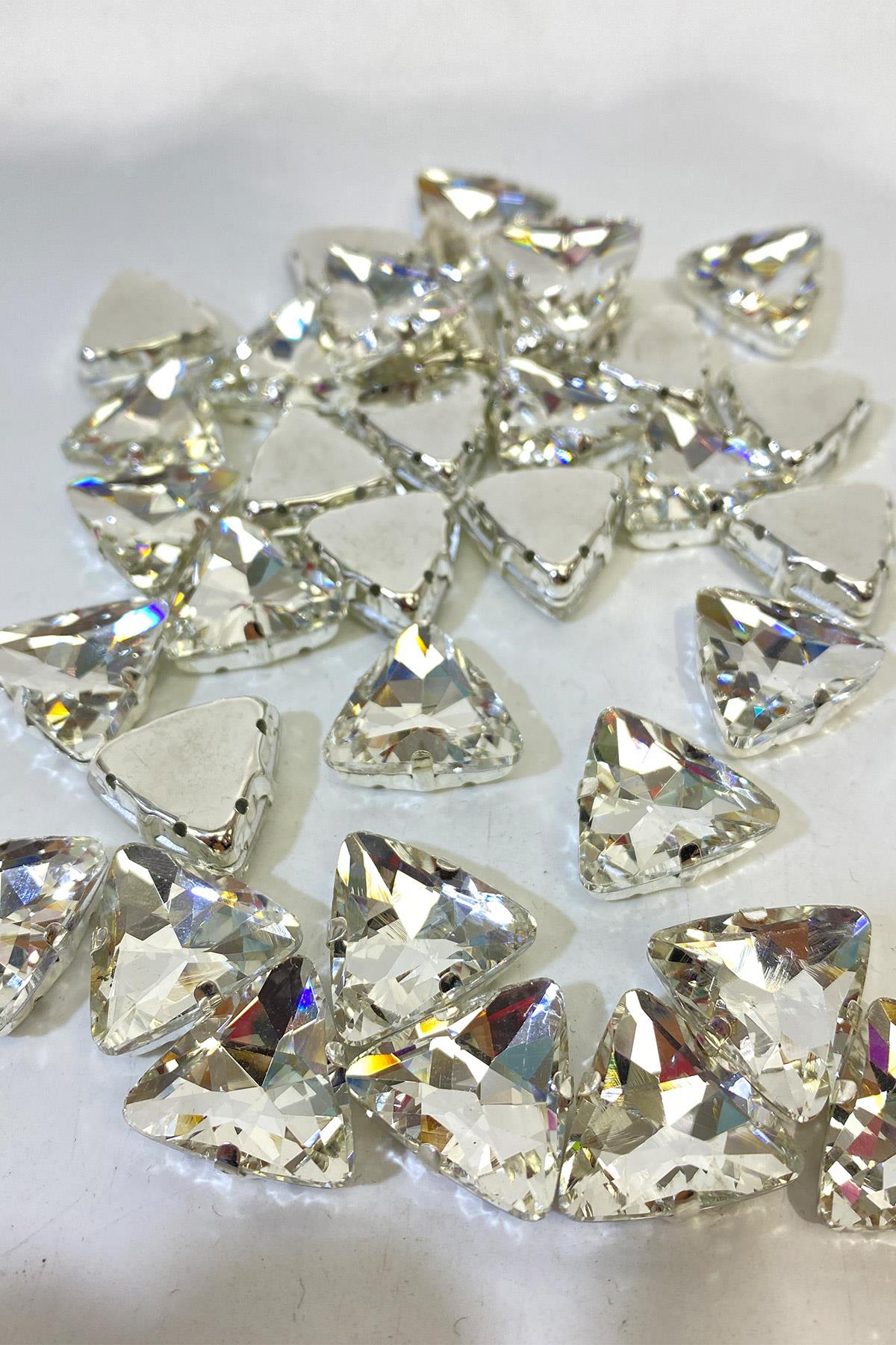 Üçgen Kasalı Beyoğlu Taşı Dikme Kristal Boncuk 5 Adet