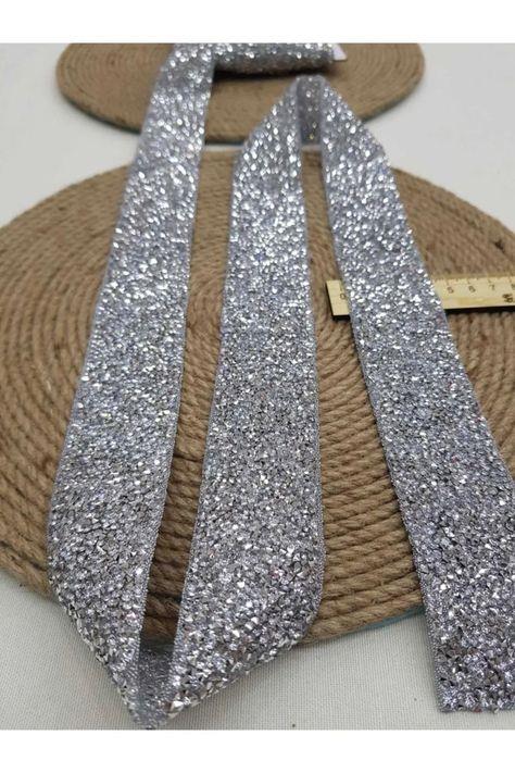 Ütü Ile Yapışan Taş 1 Metre 4 Cm Gümüş