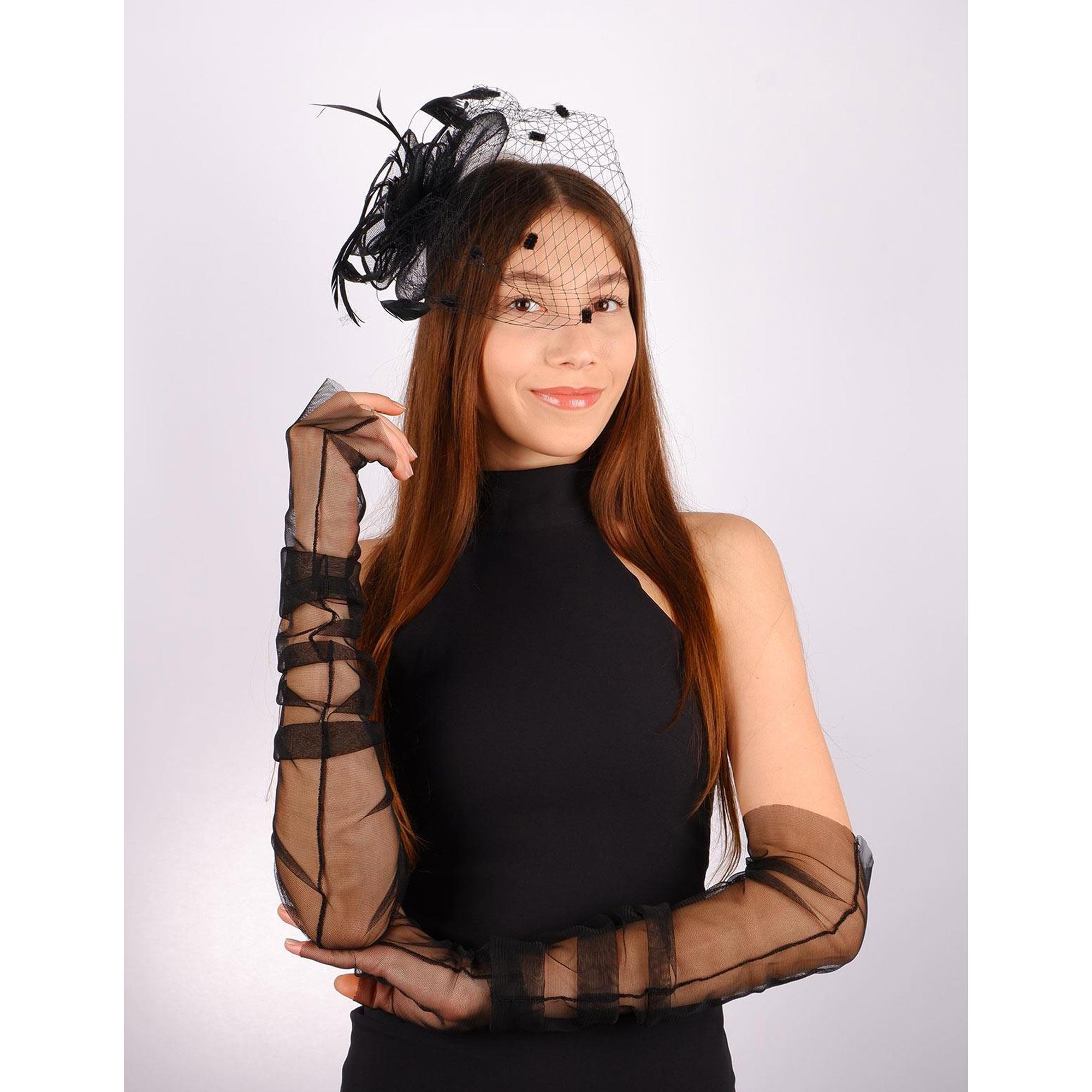 Voilet Wedding Hat Ade Bridal Accessory And Tulle Gloves