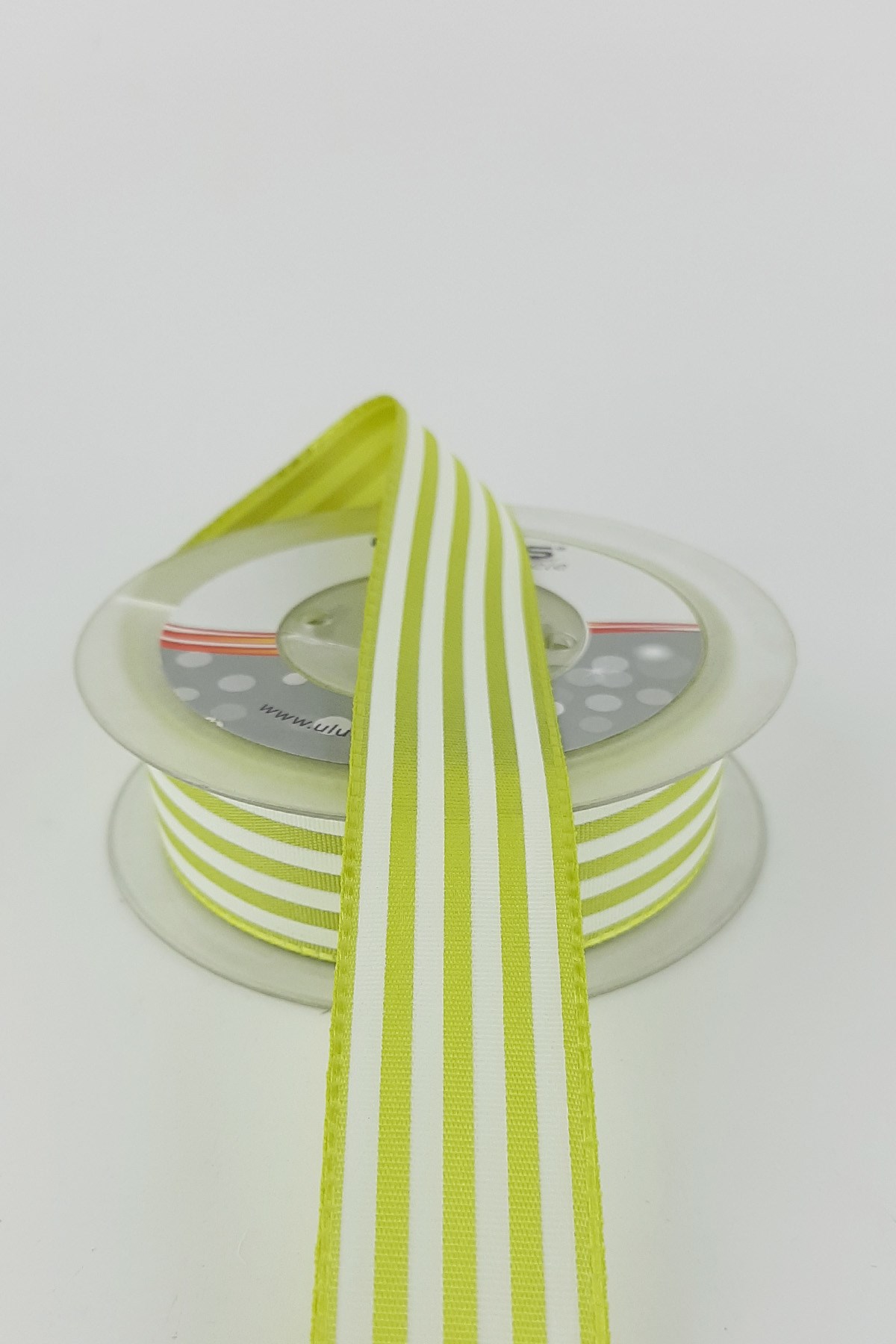 Oil Green Striped Taffeta Ribbon 20 mt