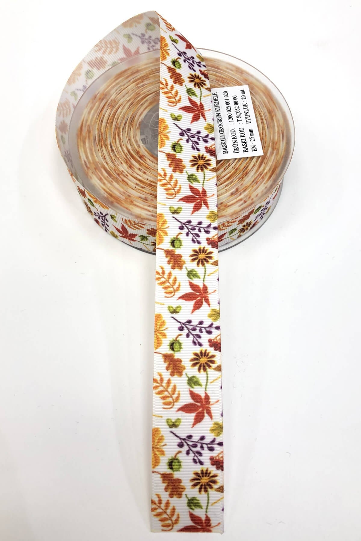 Leaf Pattern Printed Grosgrain Ribbon