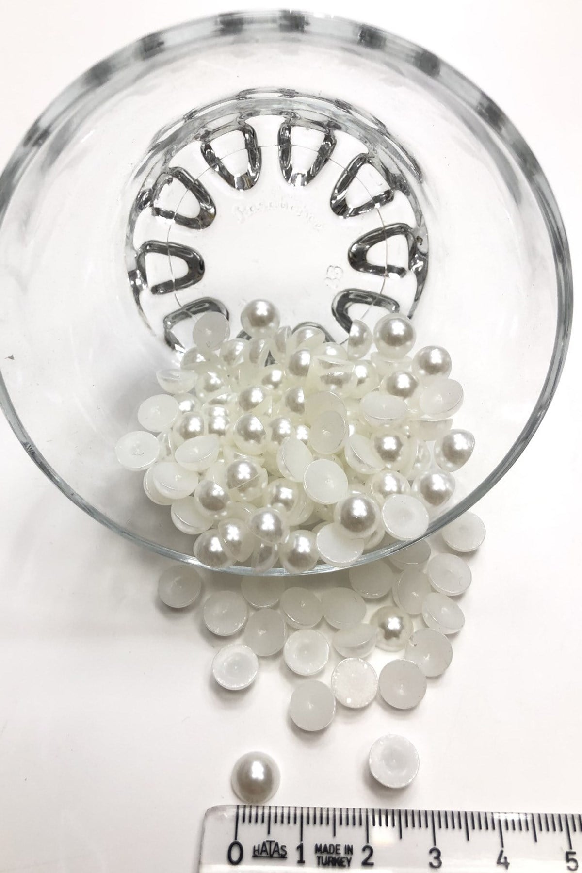 Kırık Beyaz Yarım İnci Boncuk Plastik