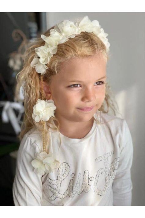 Yeni Trend Moda Inci Çiçek Sarkıt Zincirli Anne Çocuk Nedime Taç Beyaz