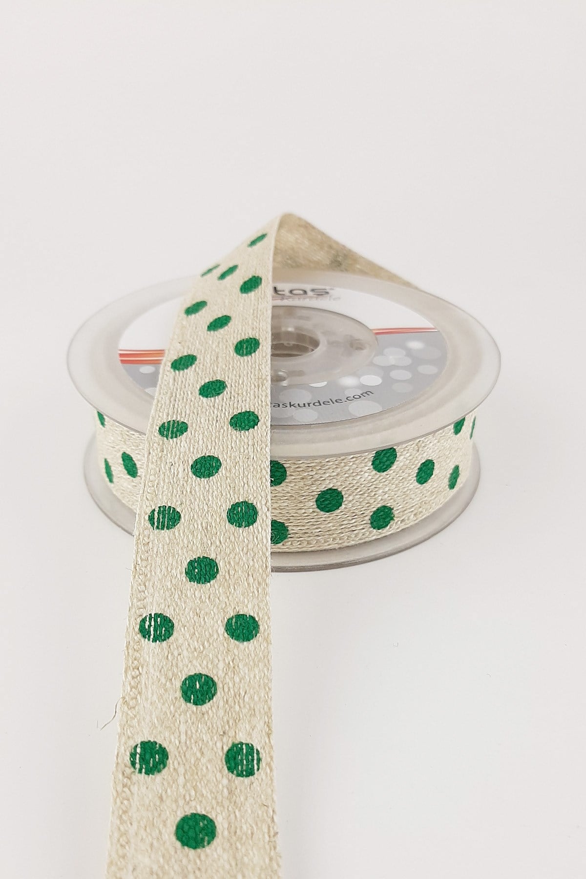 Green Printed Linen Ribbon 10 mt