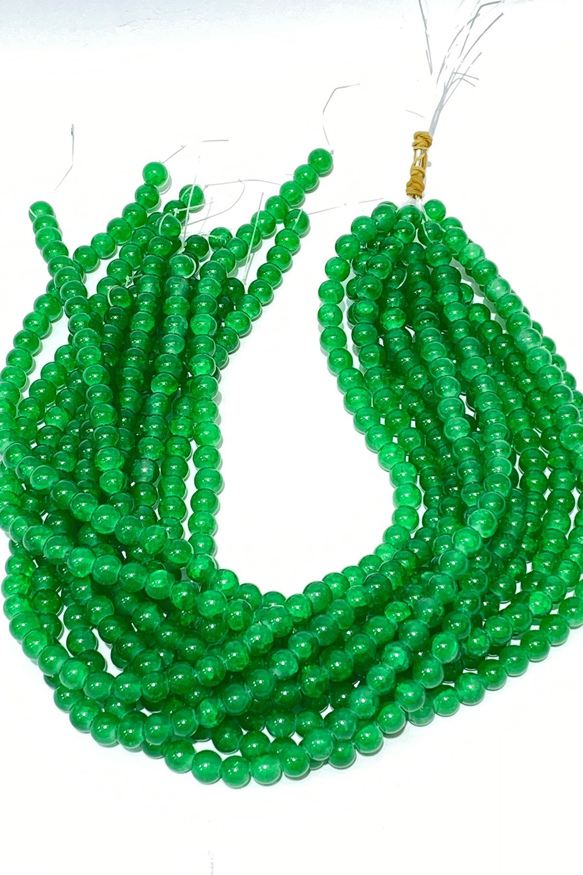 Yeşil Desenli Dizi Cam Boncuk 8 mm