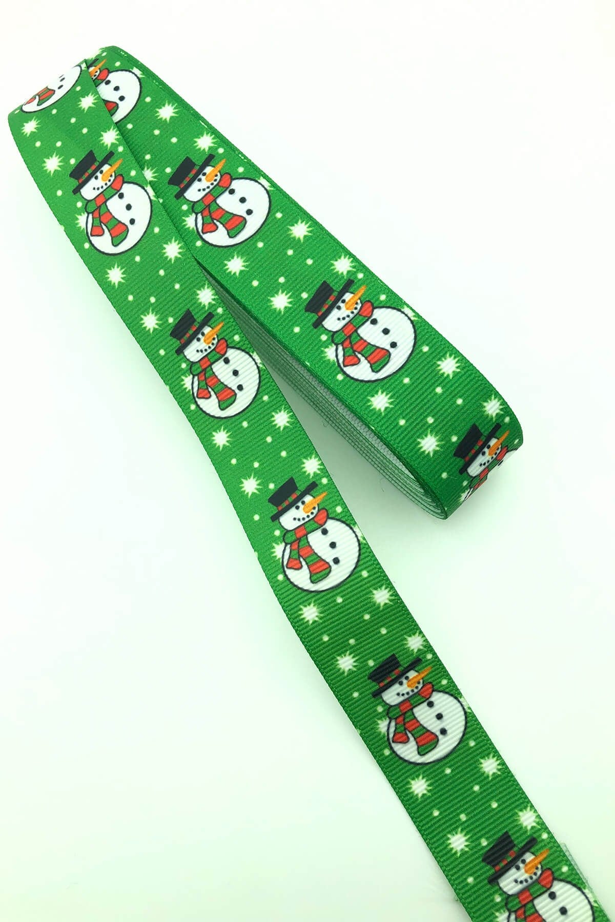 Green Snowman Printed Christmas Ribbon 10 Mt