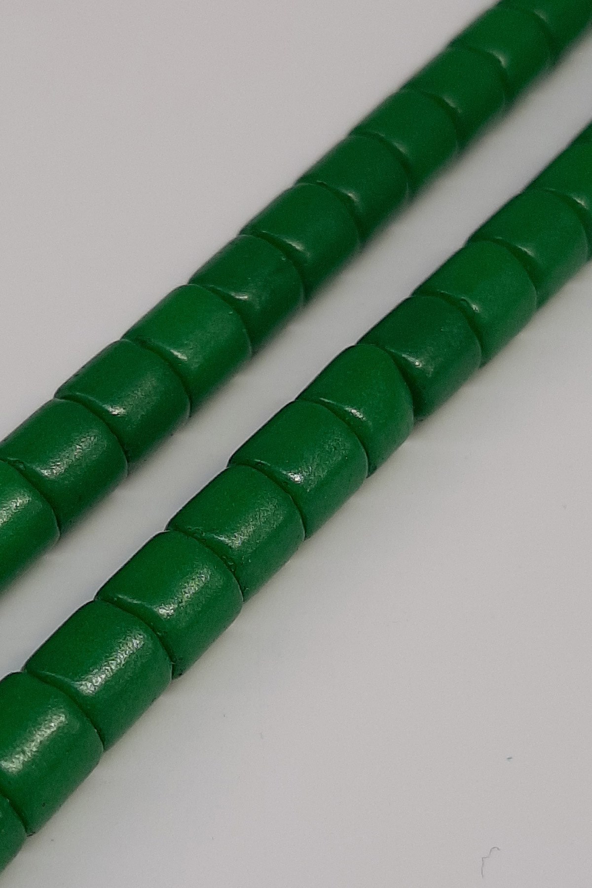 Green Cylinder Matte Beads