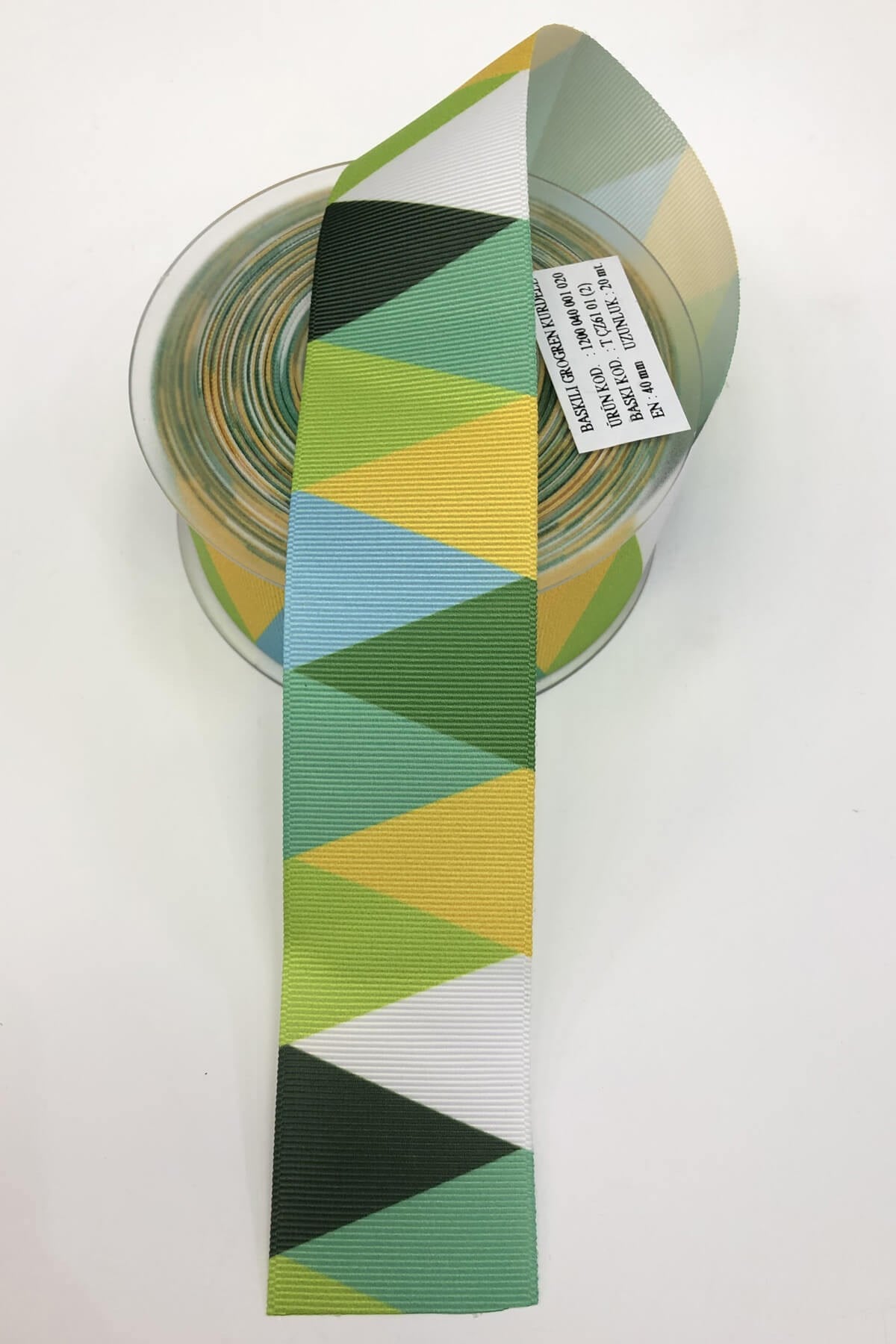 Green Triangle Printed Grosgrain Ribbon