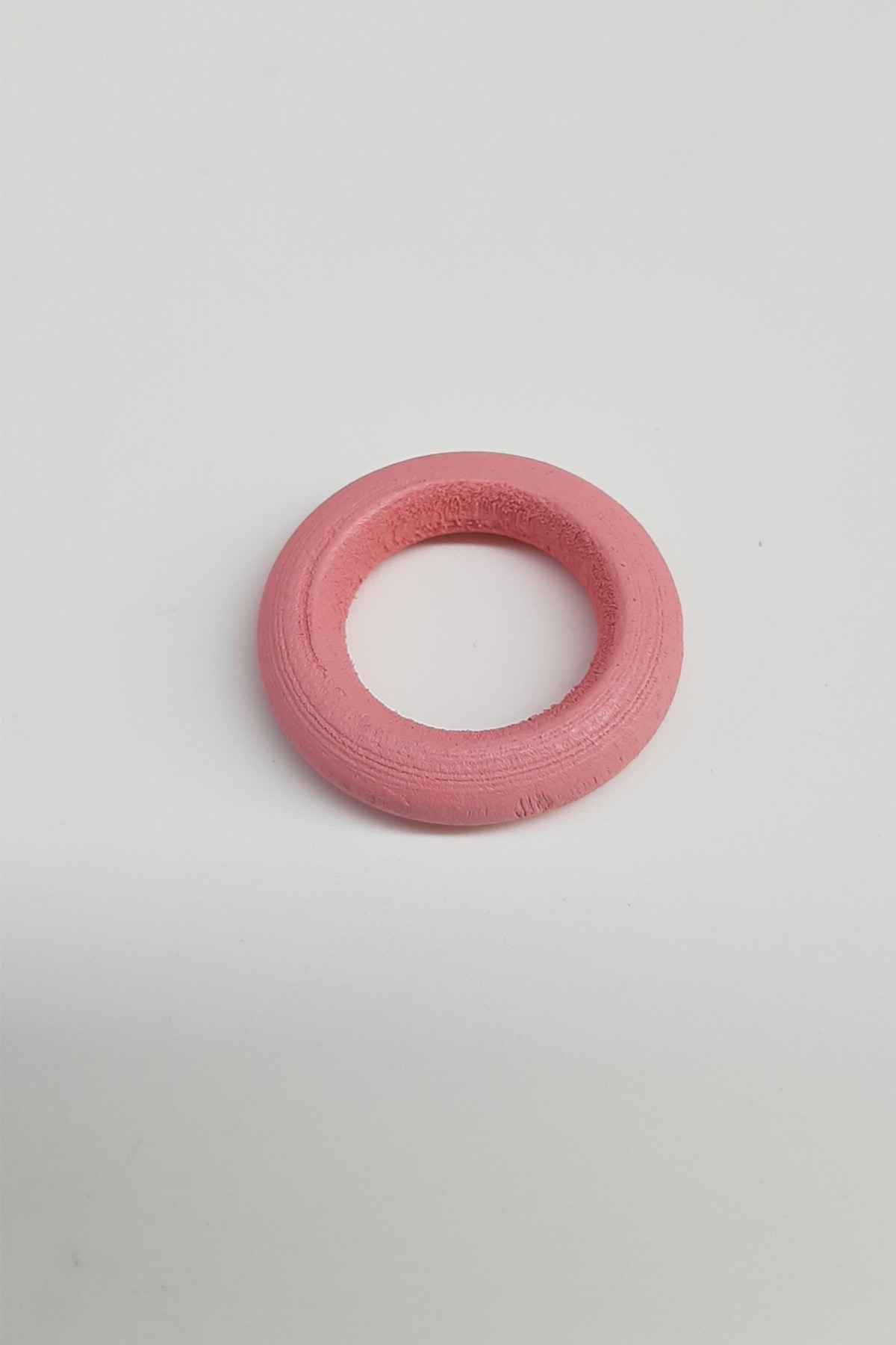 Yuvarlak Halka Pembe Ahşap Boncuk