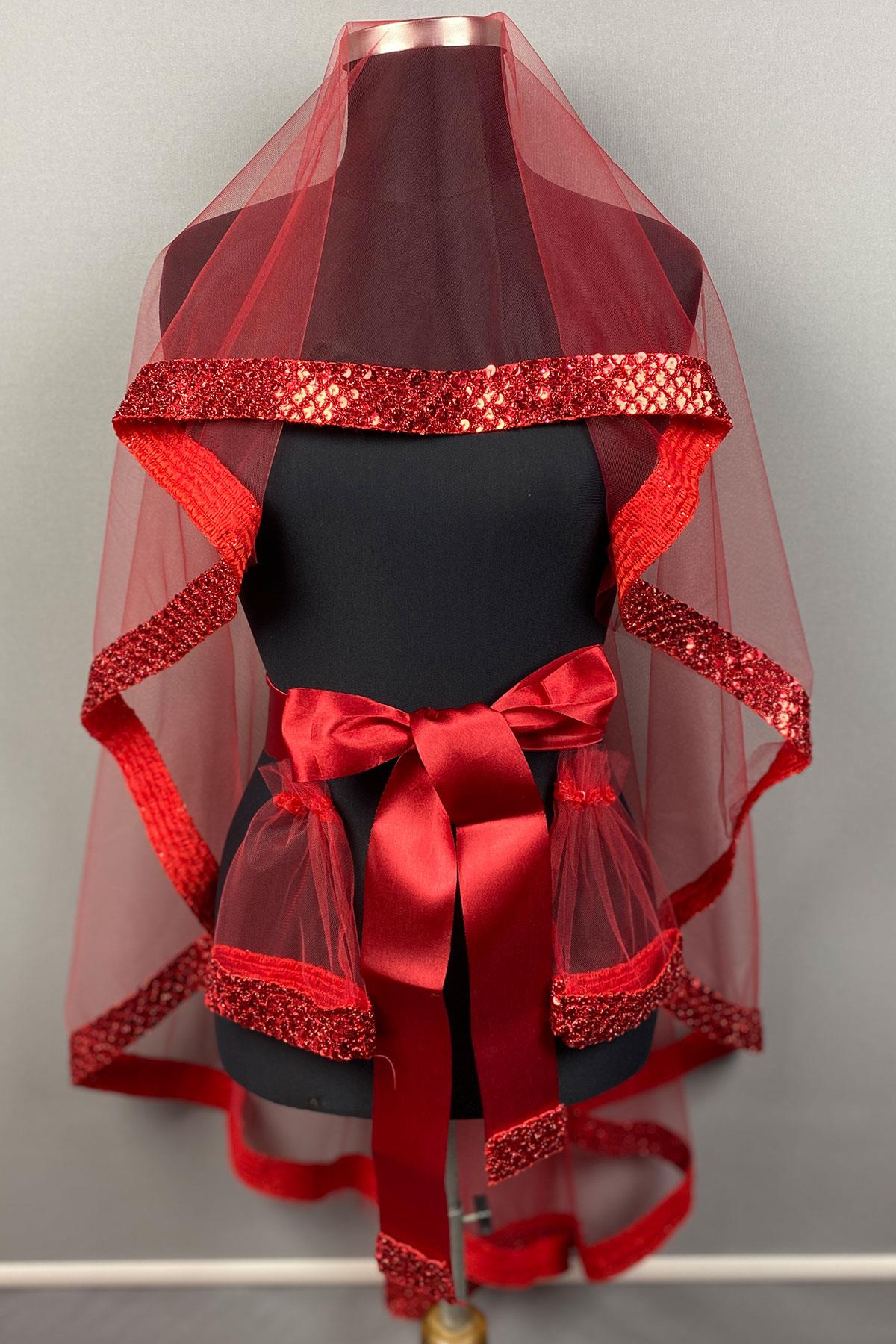 Zarif Model Pullu Gelin Kına Duvağı Yüz Örtüsü