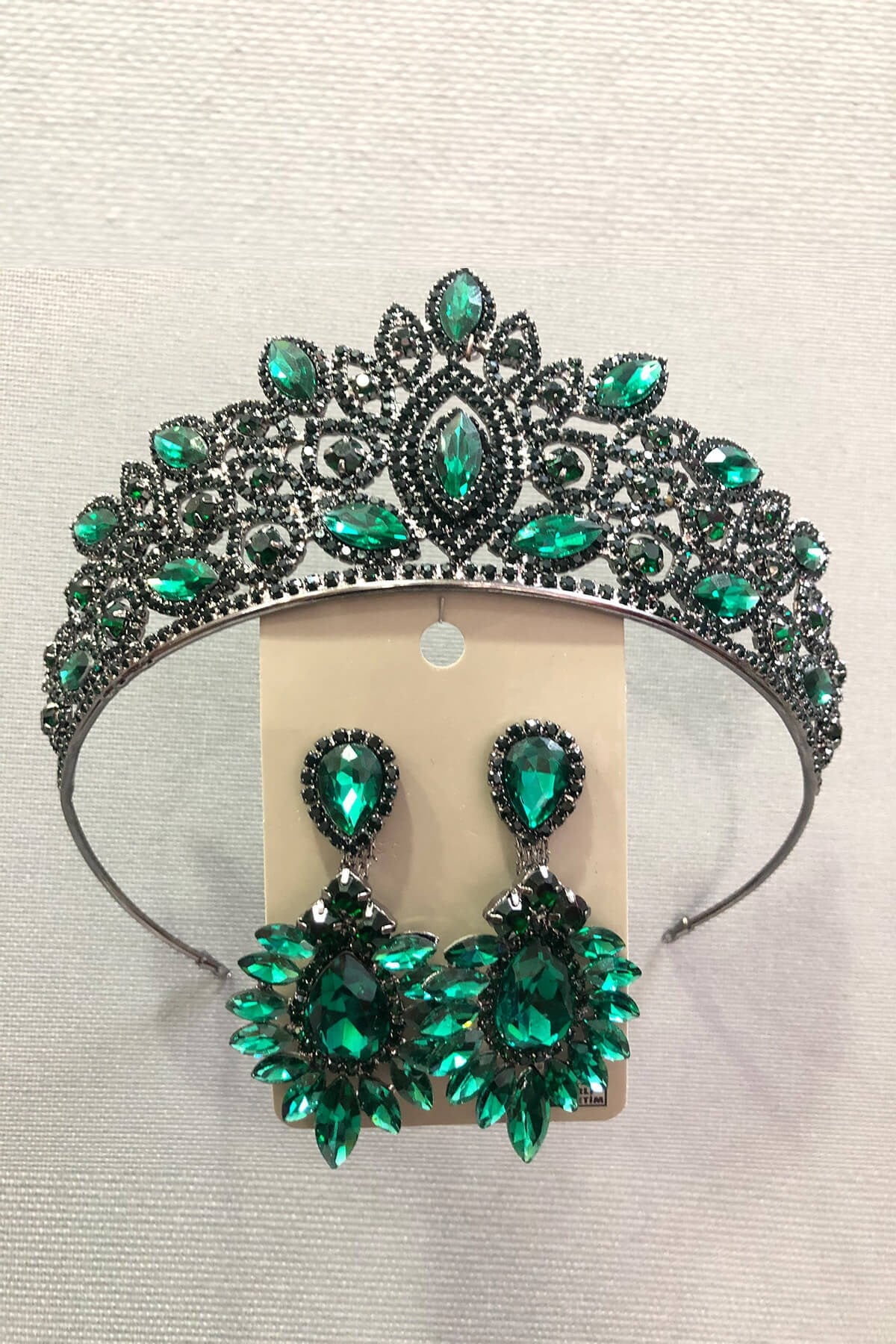 Emerald Green Henna Tiara and Earring Set