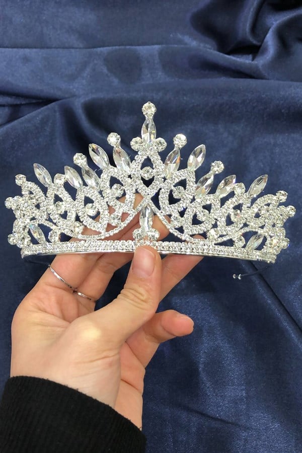 Silver Fine Glass Crystal Bridal Crown