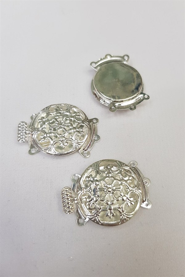 Silver Patterned Bracelet and Necklace Clip