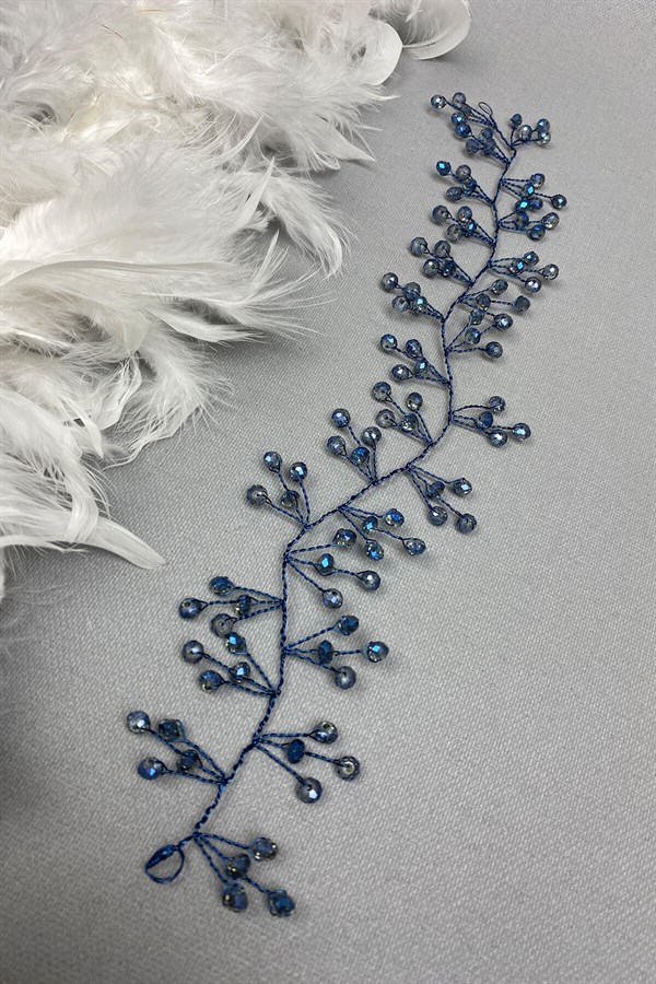Indigo Blue Vella Beaded Bridal Tiara Hair Accessory