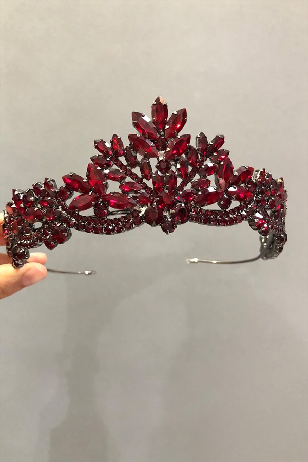 Burgundy Anthracite Henna Bridal Crown