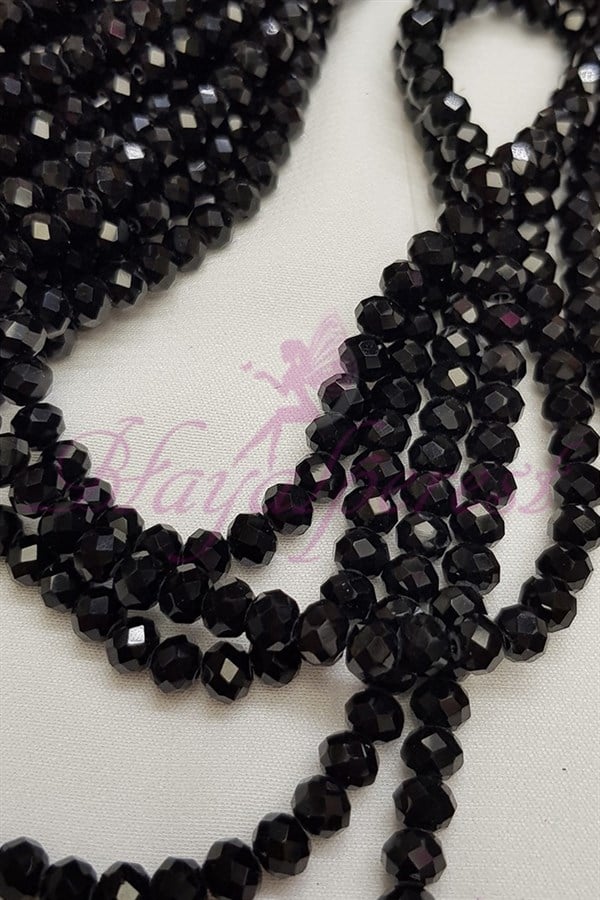 Matte Black Crystal Beads 6 mm