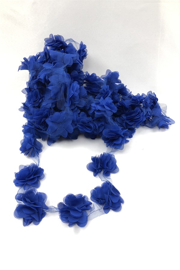 Saks Mavisi Renk Lazer Kesim Tül Çiçek | Hayalperest