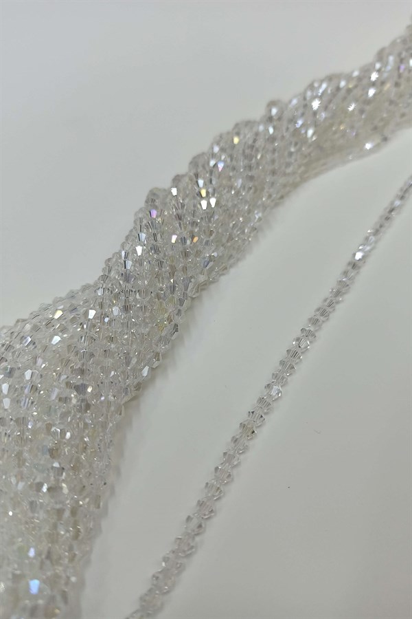 Translucent White Crystal Beads Pyramid 4 mm