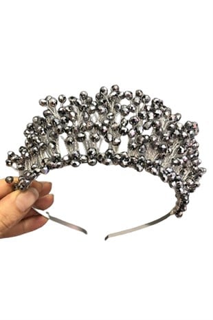 Silver Pearl Crystal Bridal Crown
