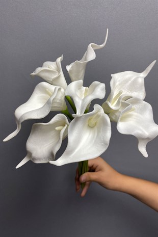 White Wet Look Artificial Gala Flower 8 Pcs |Hayalperestboncuk