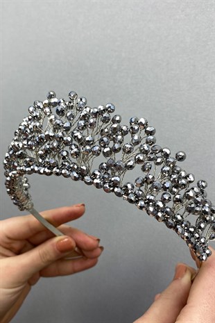 Silver Crystal Beaded Aren Bridal and Henna Crown