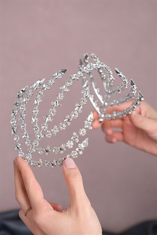 Silver Color Double Sided Helen Hair Accessory Bridal Crown