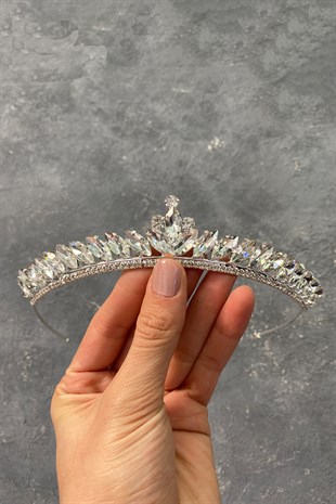 Silver Color Ece Model Slim Bridal Crown