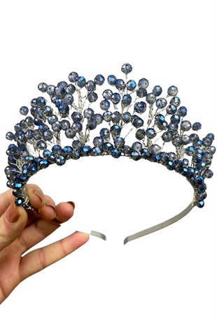Indigo Blue Crystal Beaded Aren Bridal and Henna Crown