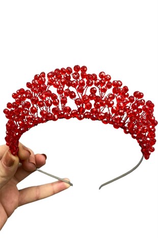 Red Crystal Beaded Aren Bridal and Henna Crown