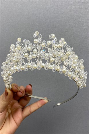 Cream Crystal Beaded Aren Bridal and Henna Crown