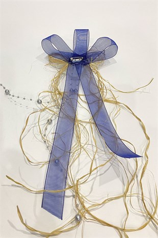 Saks Mavi Hasırlı Orkideli Bavul Süsü Bohça Süsü 3 Adet