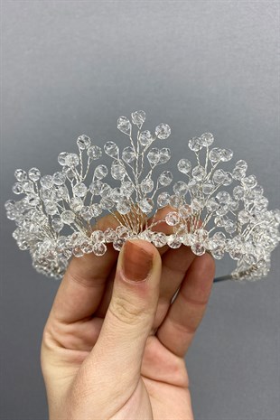 Aren Bridal and Henna Crown with Transparent Crystal Beads