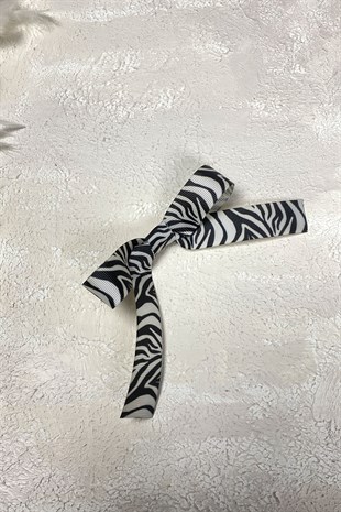 Zebra Desenli Fiyonklu Saç Tokası