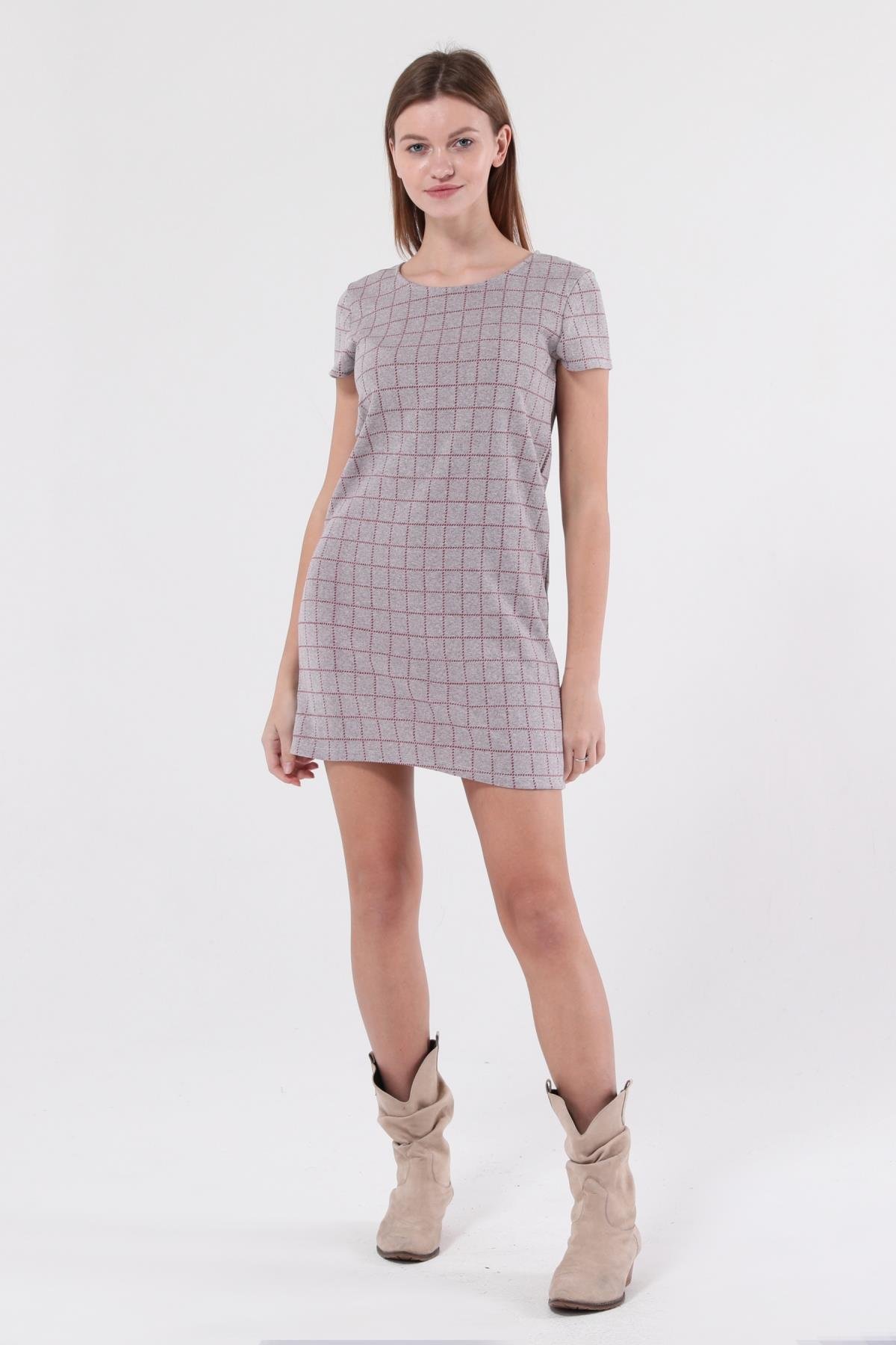 SEZER AKTAŞ BORDO KARELİ  MİNİ ELBİSE