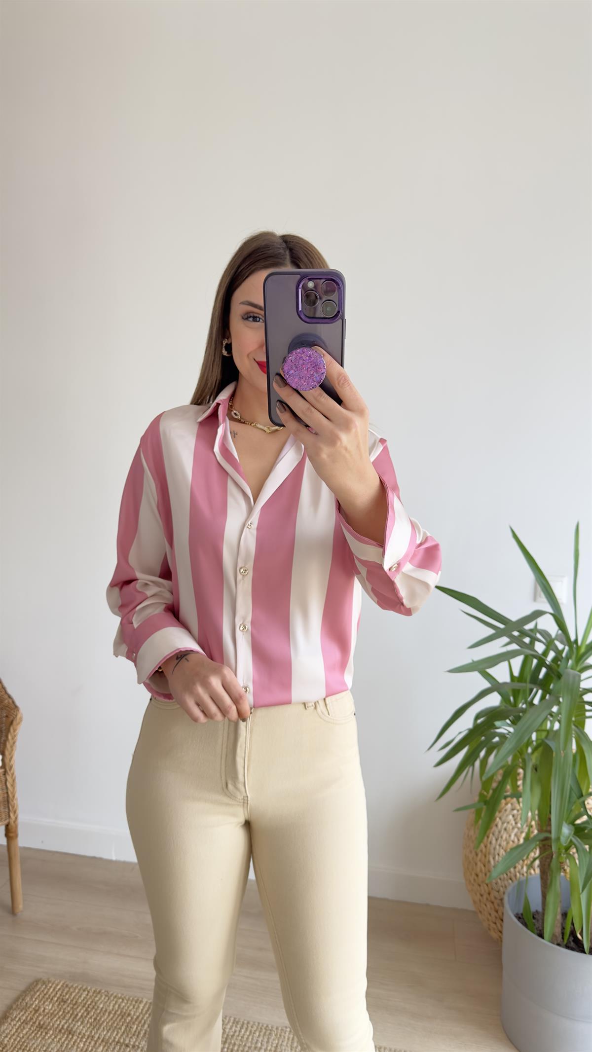 Ferny Zra Model Pembe Çizgili Gömlek
