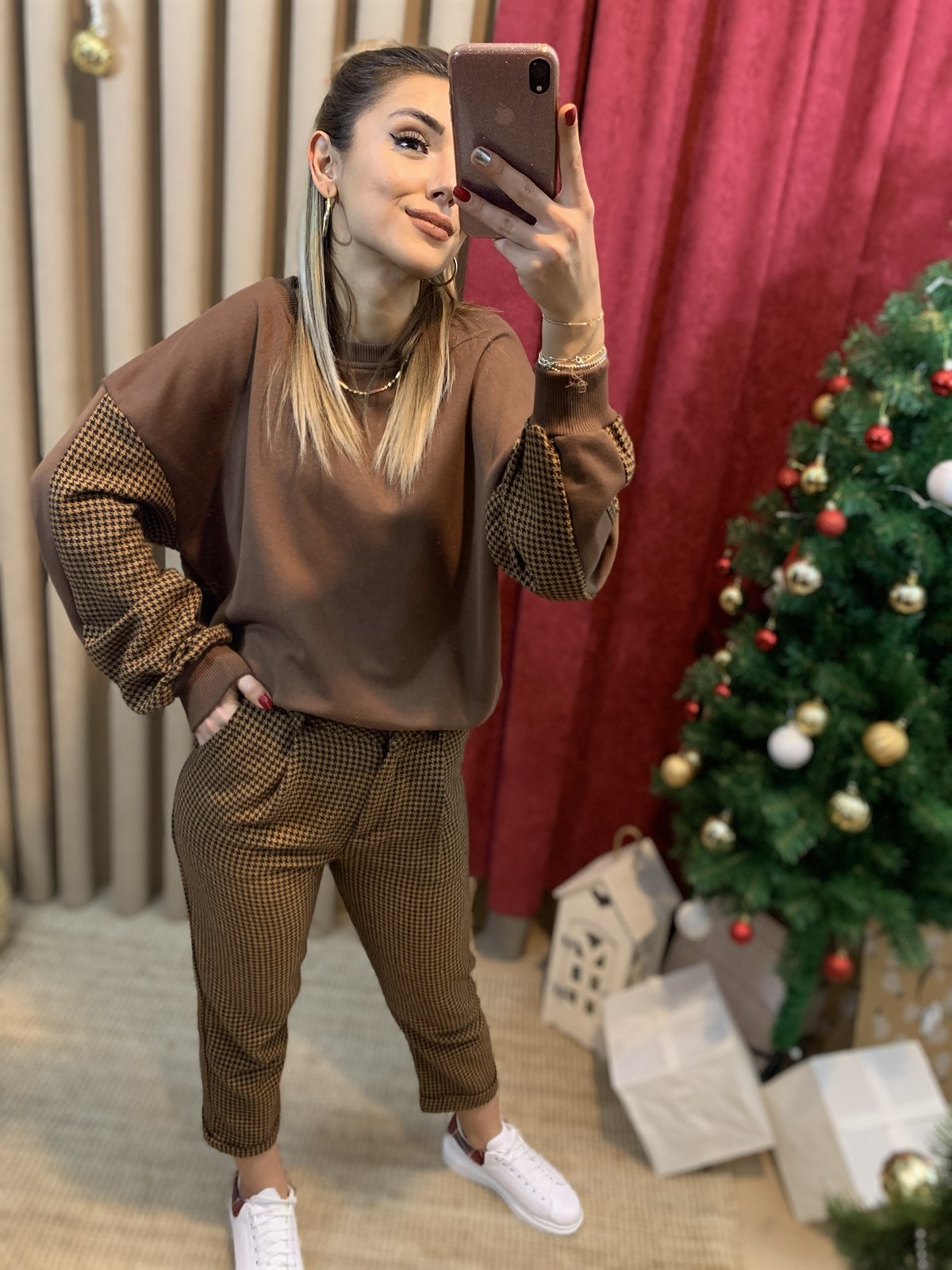 Kazayağı Desenli Tasarım Sweatshirt